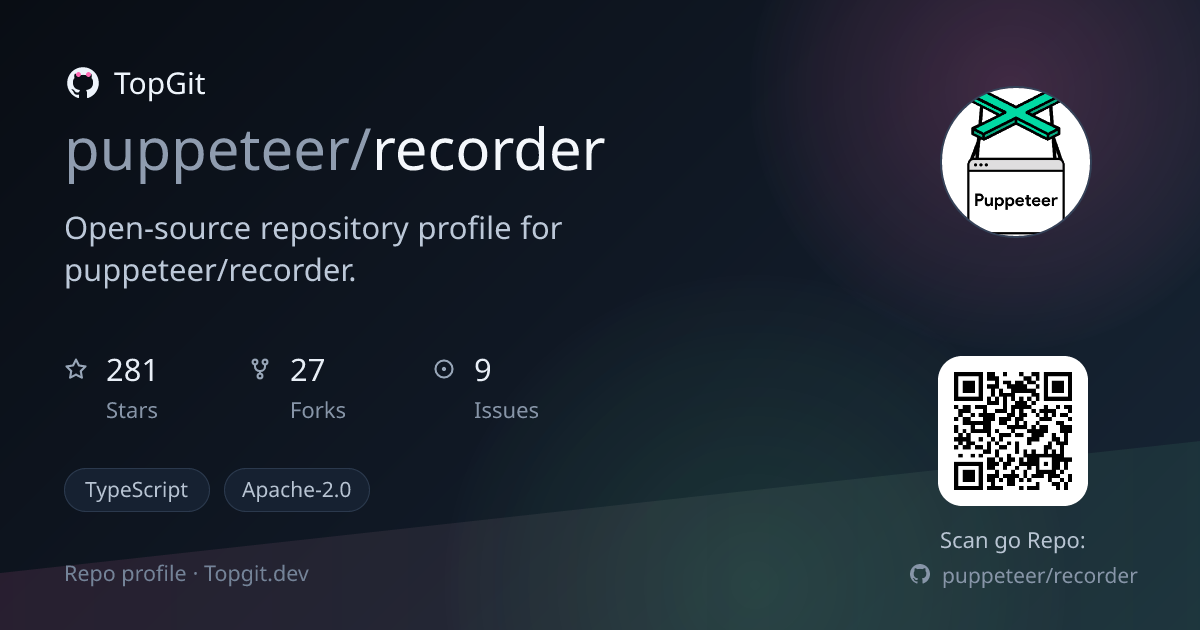 TopGit repo profile image for puppeteer/recorder