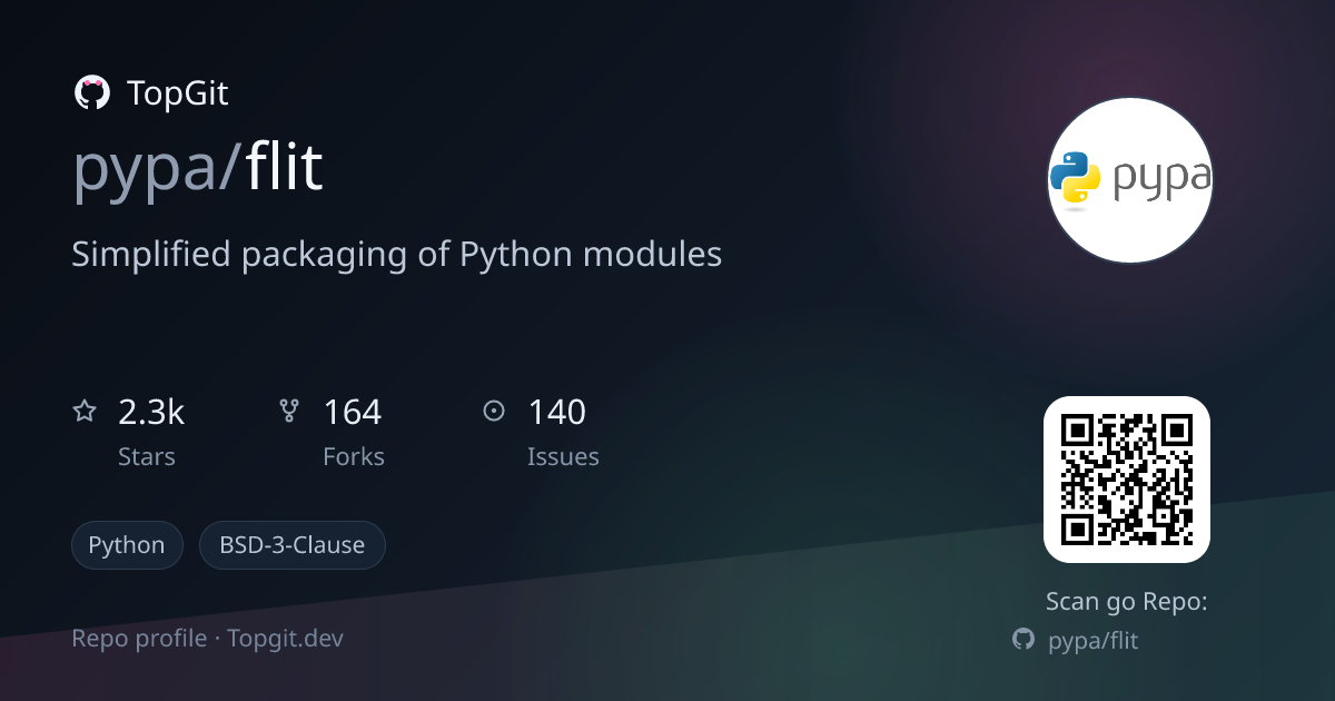 TopGit repo profile image for pypa/flit