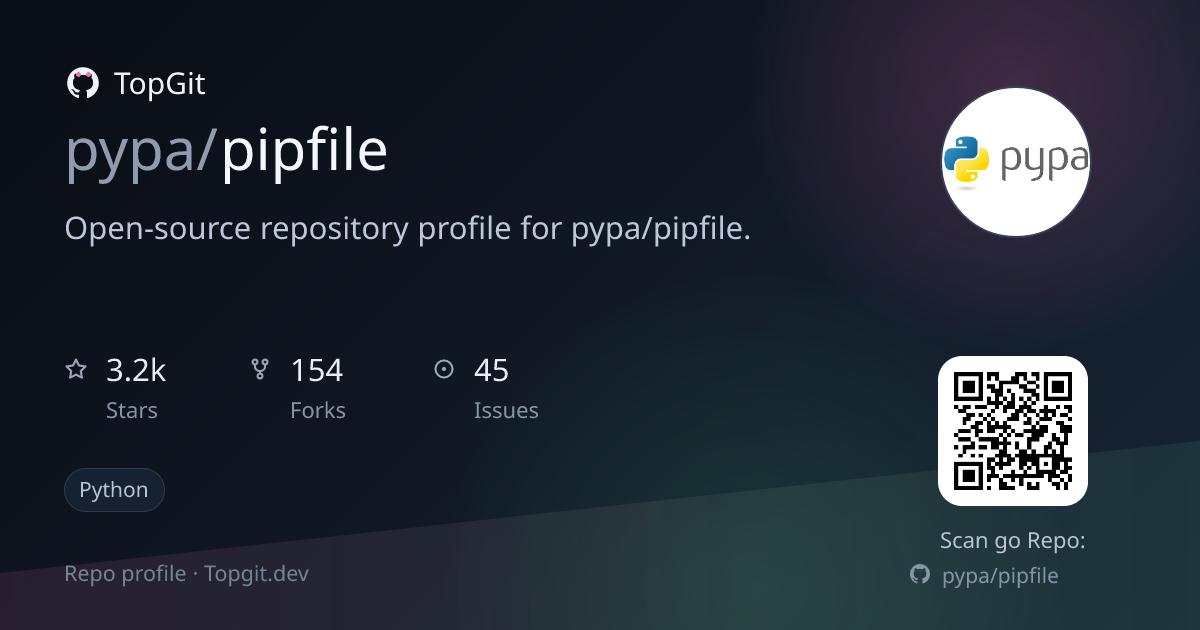 TopGit repo profile image for pypa/pipfile