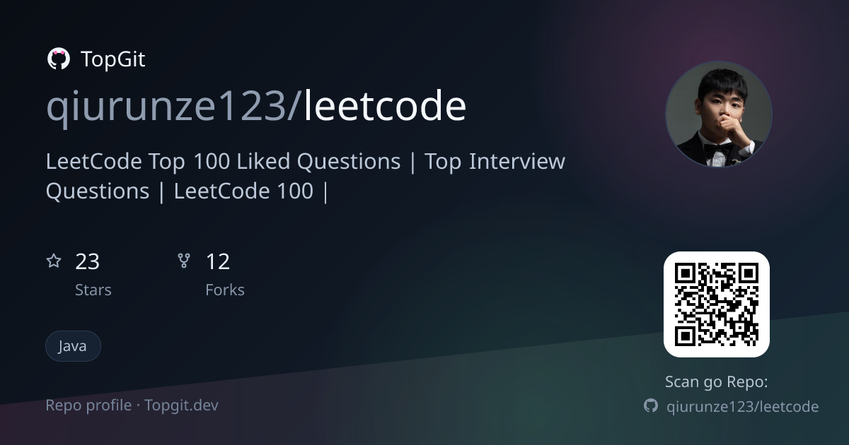 TopGit repo profile image for qiurunze123/leetcode