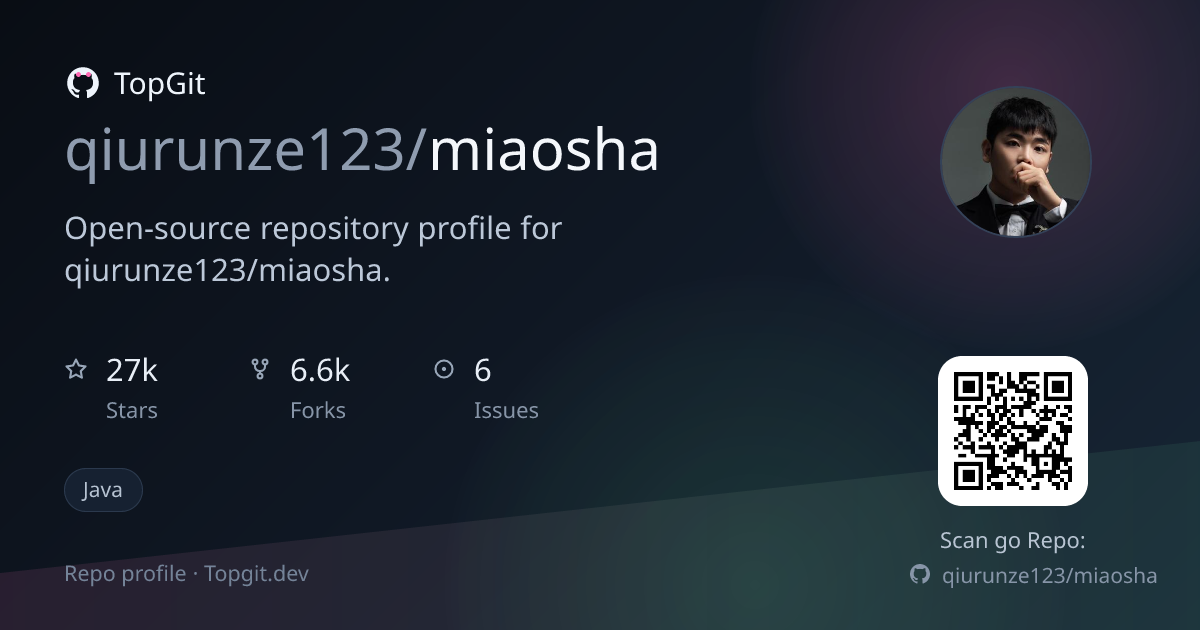 TopGit repo profile image for qiurunze123/miaosha
