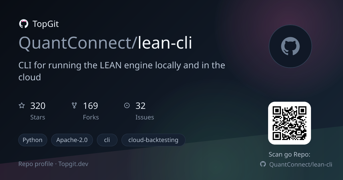 TopGit repo profile image for QuantConnect/lean-cli