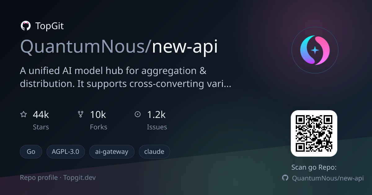 TopGit repo profile image for QuantumNous/new-api