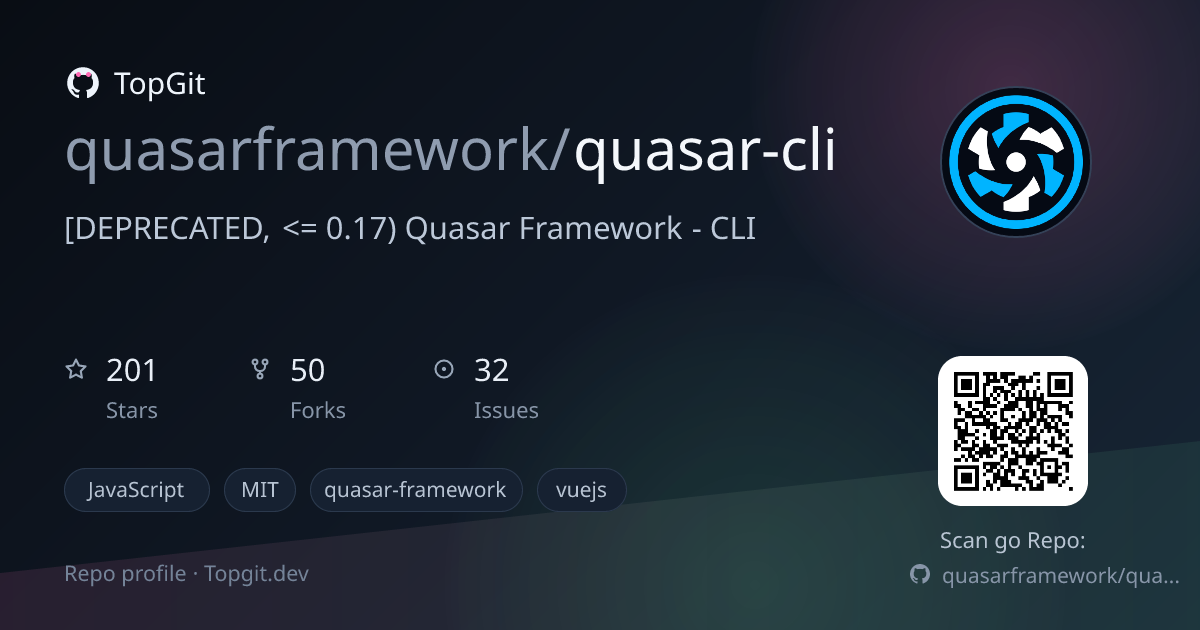TopGit repo profile image for quasarframework/quasar-cli