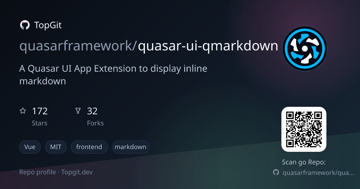 TopGit repo profile image for quasarframework/quasar-ui-qmarkdown