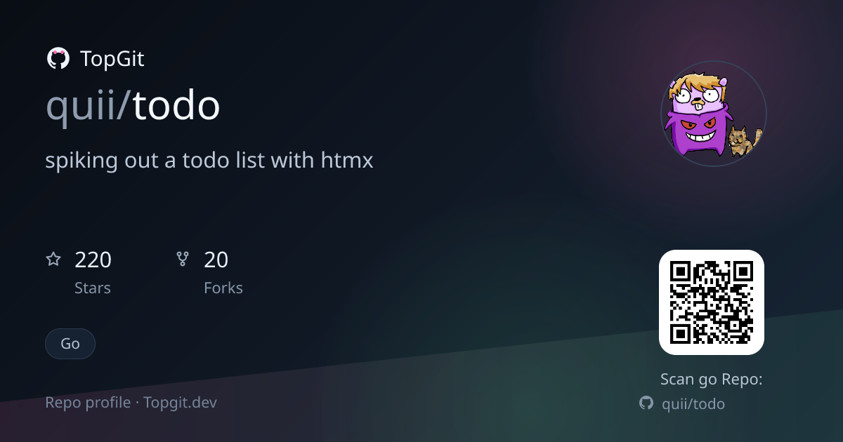 TopGit repo profile image for quii/todo