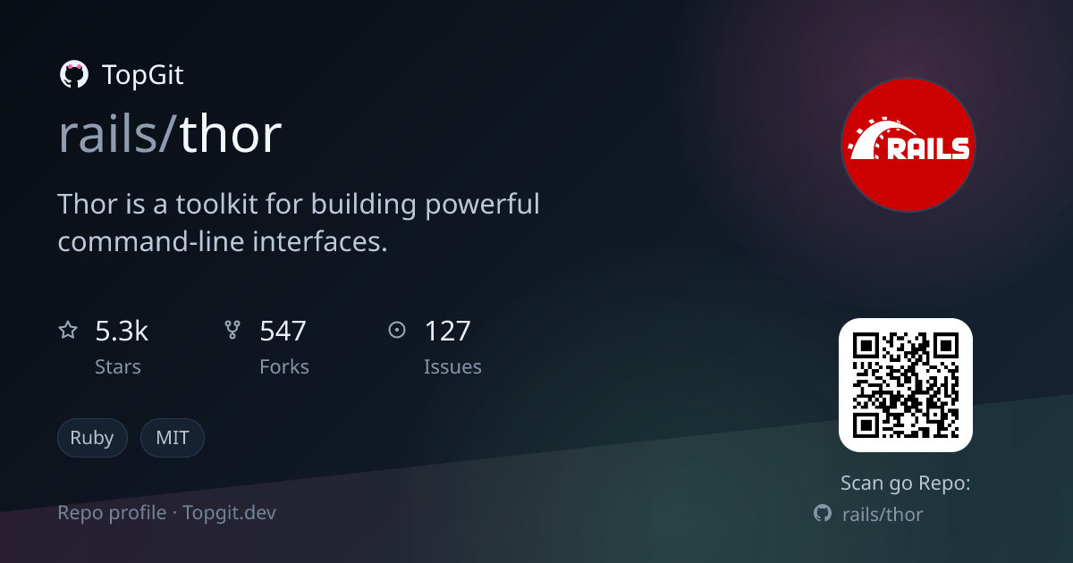 TopGit repo profile image for rails/thor