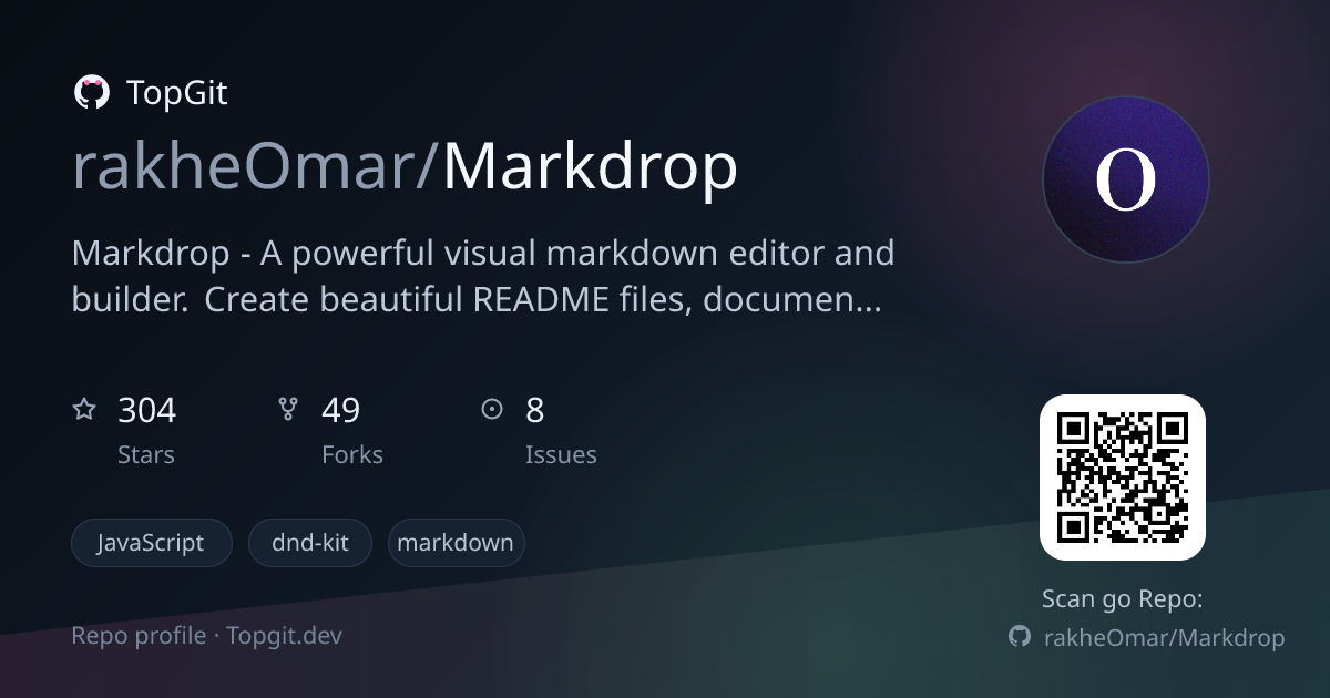 TopGit repo profile image for rakheOmar/Markdrop