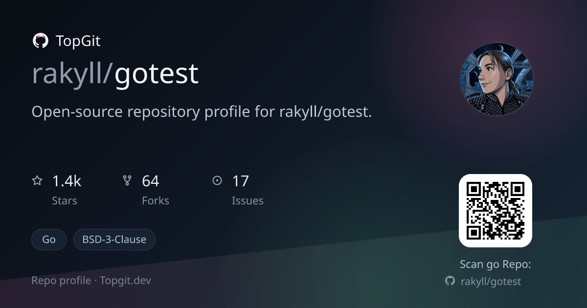 TopGit repo profile image for rakyll/gotest