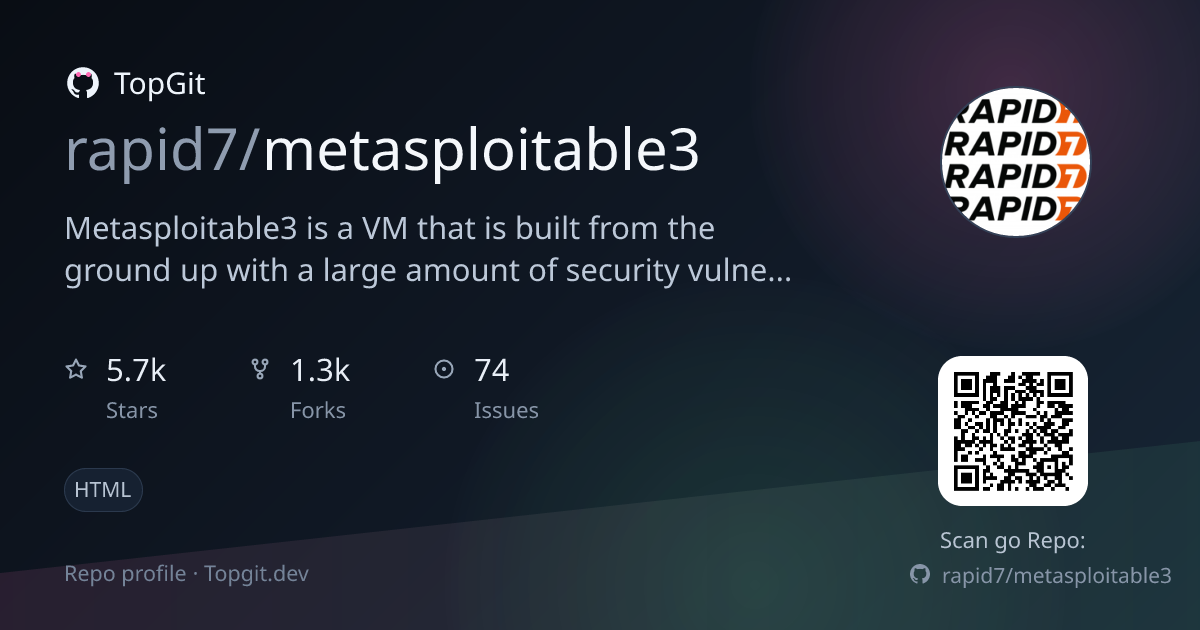 TopGit repo profile image for rapid7/metasploitable3