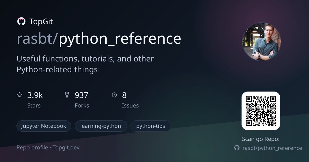 TopGit repo profile image for rasbt/python_reference