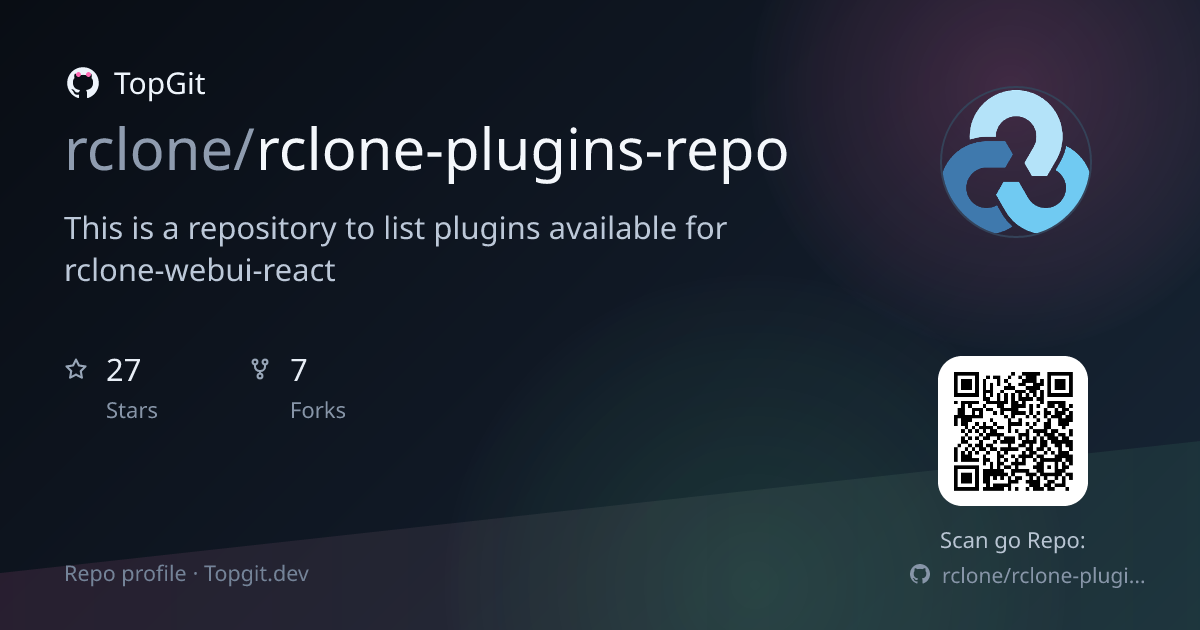 TopGit repo profile image for rclone/rclone-plugins-repo