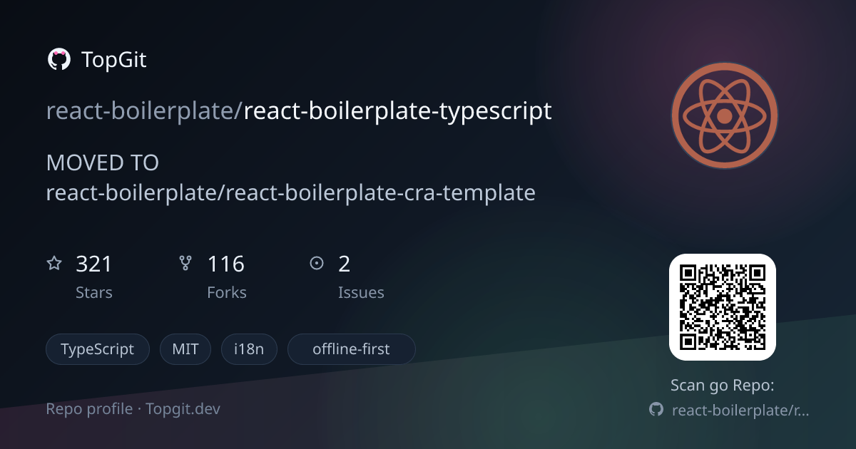 TopGit repo profile image for react-boilerplate/react-boilerplate-typescript
