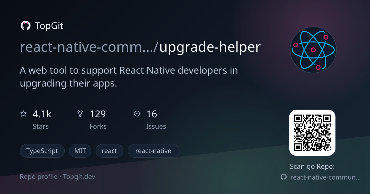 TopGit repo profile image for react-native-community/upgrade-helper