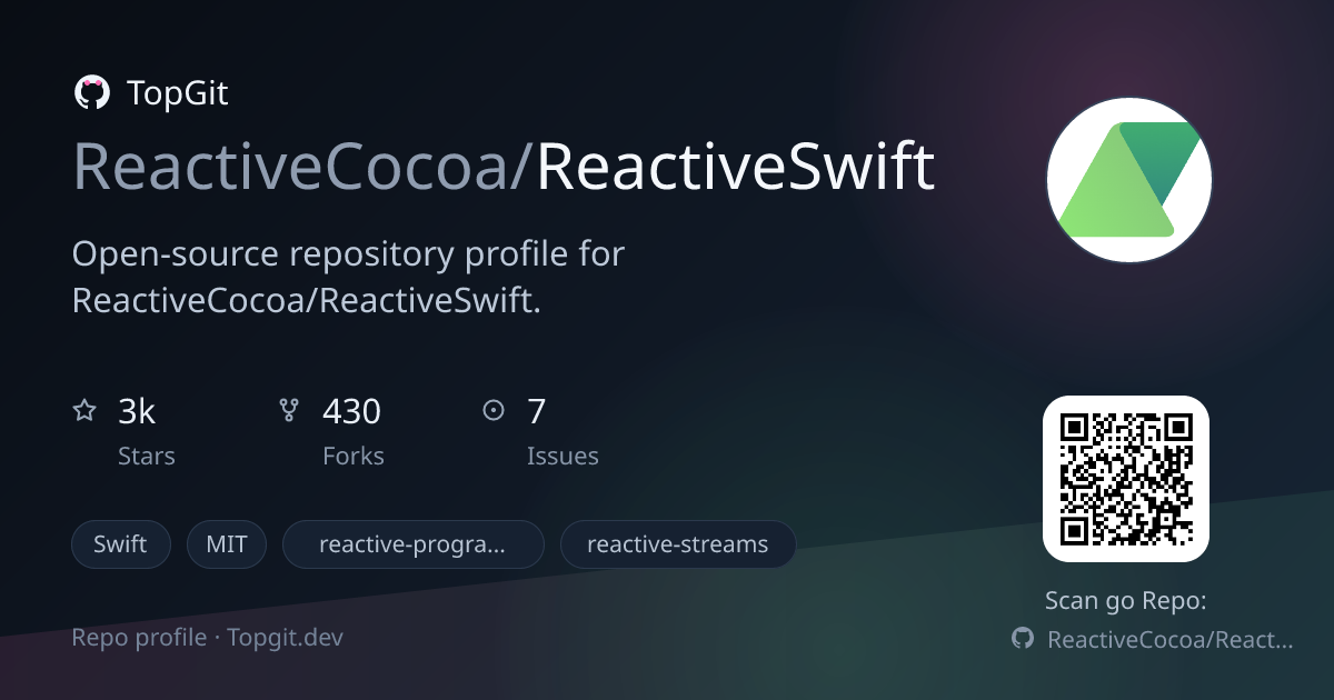 TopGit repo profile image for ReactiveCocoa/ReactiveSwift