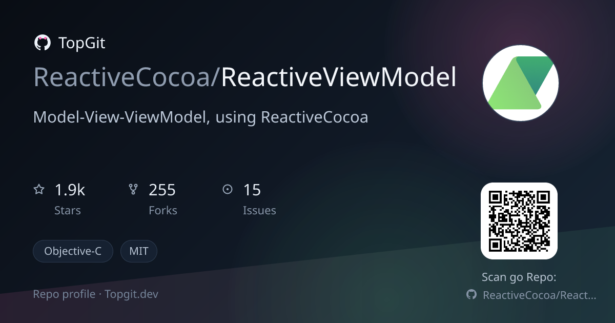 TopGit repo profile image for ReactiveCocoa/ReactiveViewModel