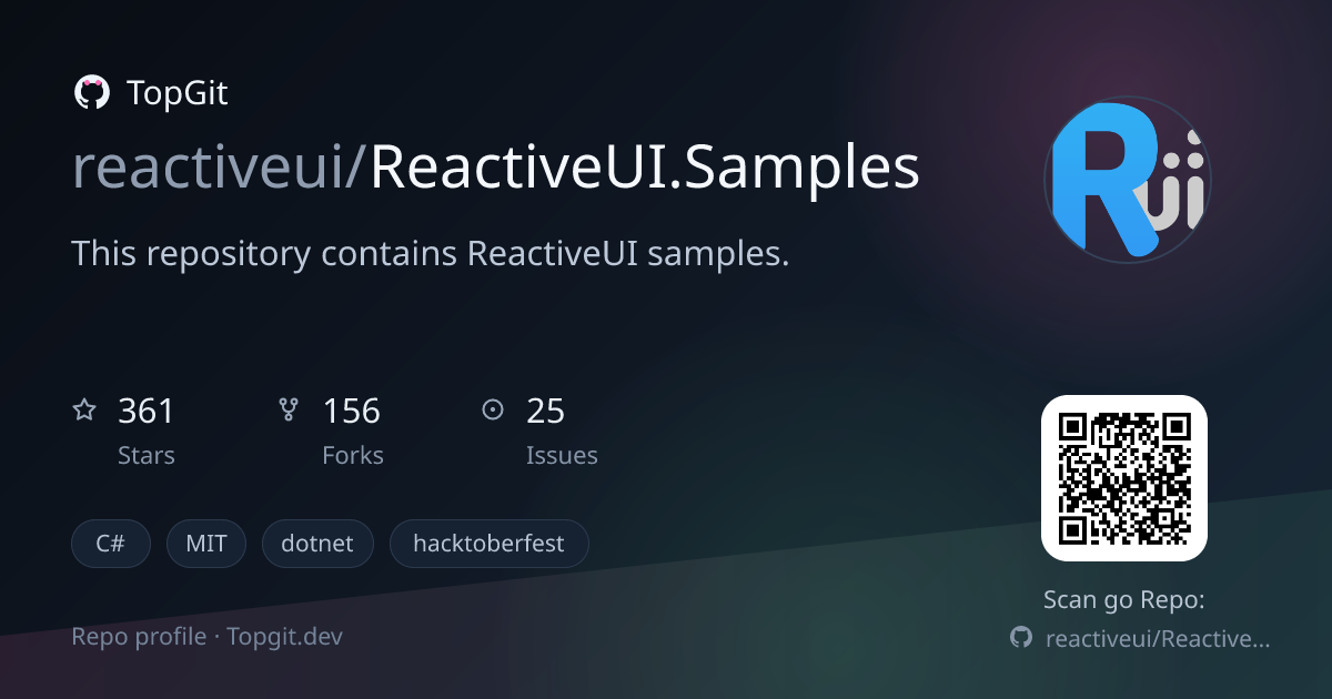 TopGit repo profile image for reactiveui/ReactiveUI.Samples