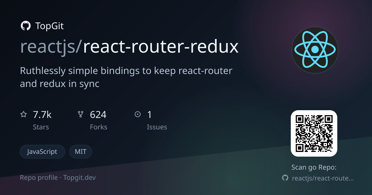 TopGit repo profile image for reactjs/react-router-redux