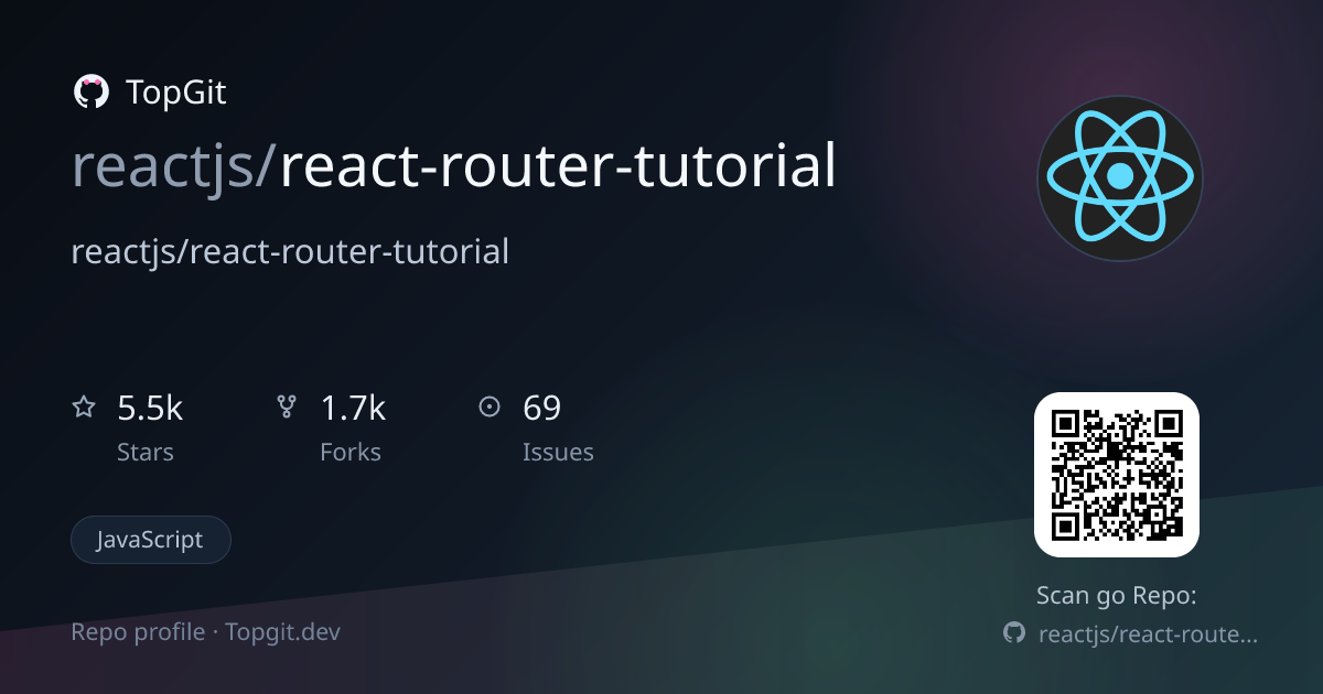 TopGit repo profile image for reactjs/react-router-tutorial