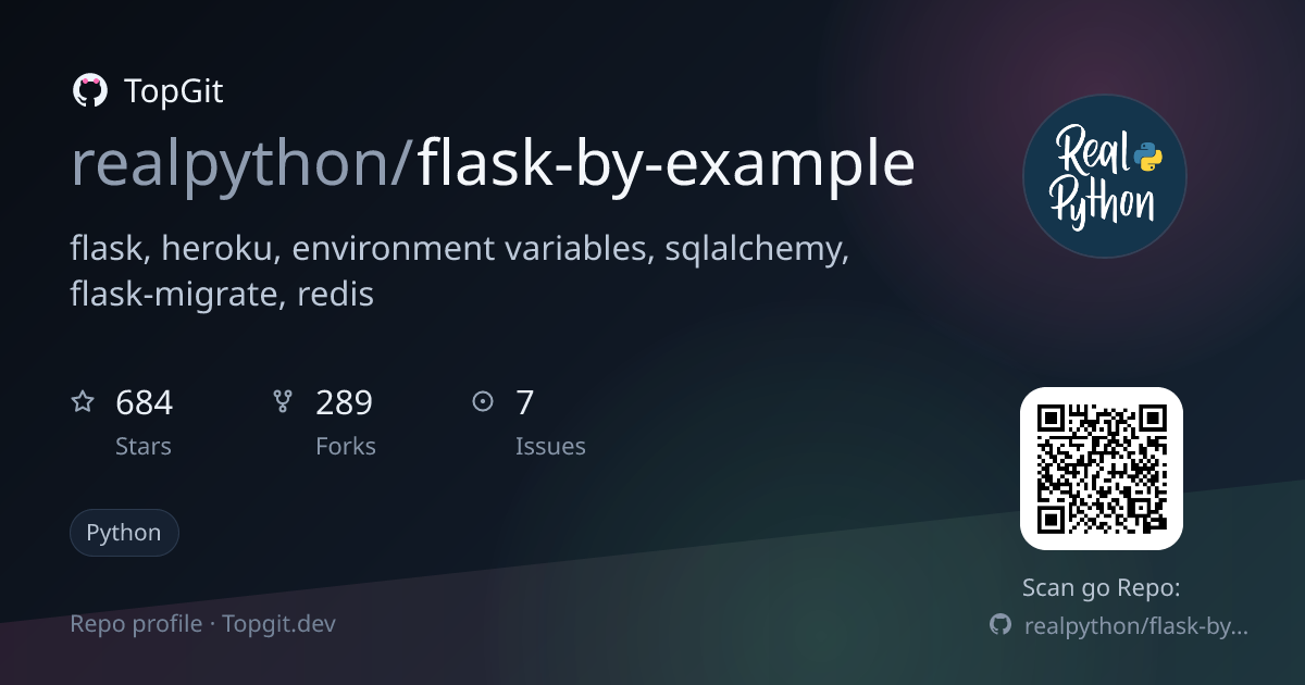 TopGit repo profile image for realpython/flask-by-example