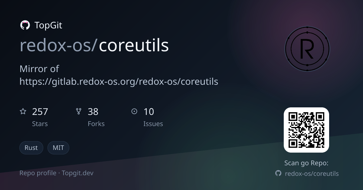 TopGit repo profile image for redox-os/coreutils