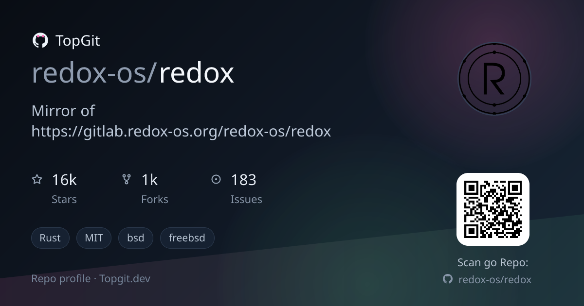 TopGit repo profile image for redox-os/redox