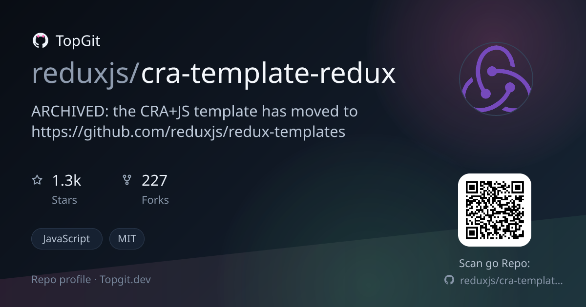 TopGit repo profile image for reduxjs/cra-template-redux