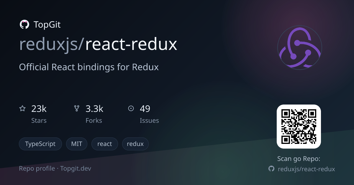 TopGit repo profile image for reduxjs/react-redux