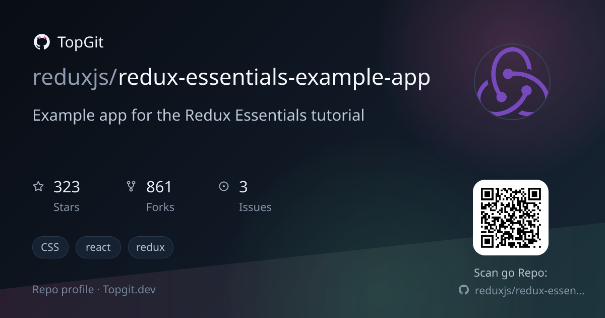 TopGit repo profile image for reduxjs/redux-essentials-example-app