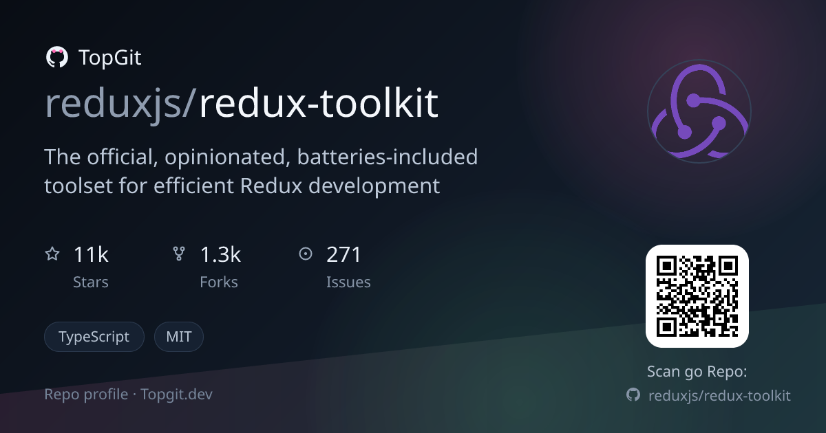 TopGit repo profile image for reduxjs/redux-toolkit