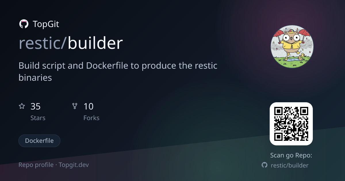 TopGit repo profile image for restic/builder