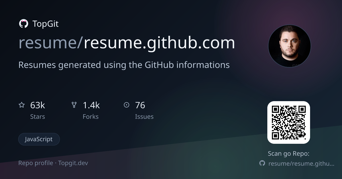 TopGit repo profile image for resume/resume.github.com