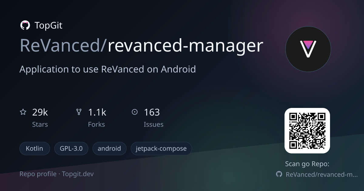 TopGit repo profile image for ReVanced/revanced-manager