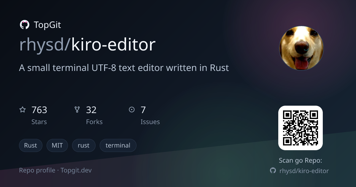 TopGit repo profile image for rhysd/kiro-editor