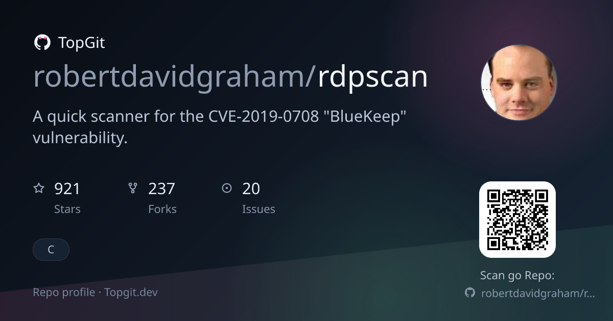 TopGit repo profile image for robertdavidgraham/rdpscan