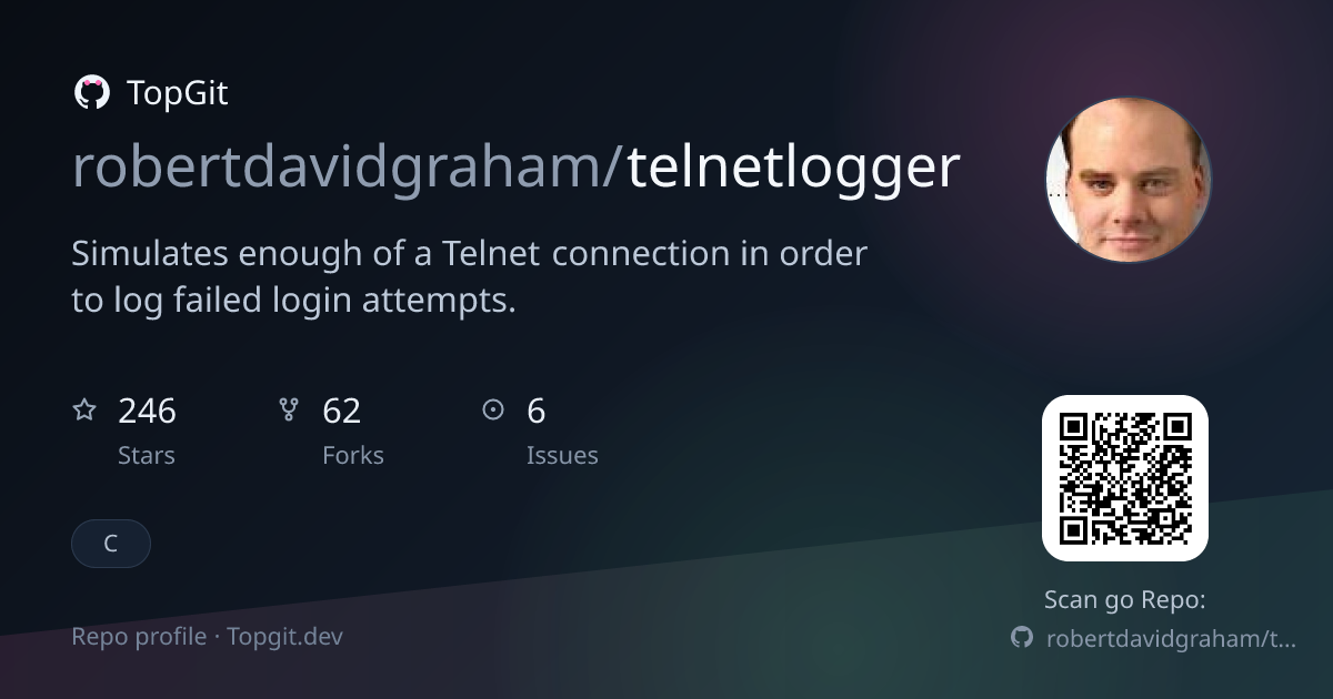 TopGit repo profile image for robertdavidgraham/telnetlogger