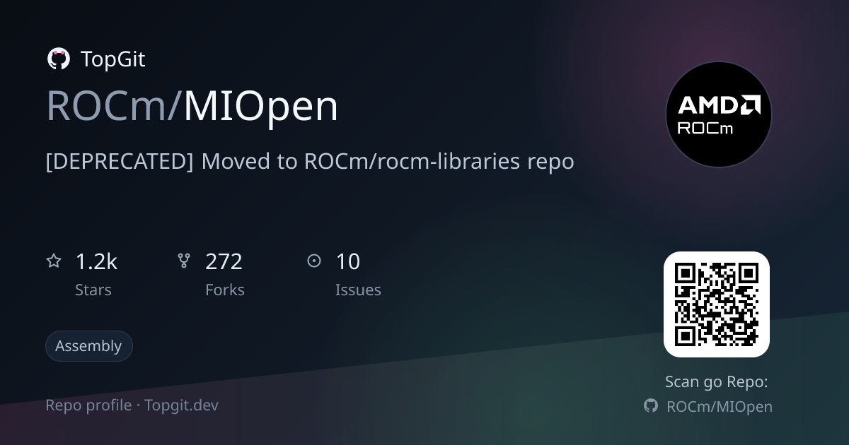 TopGit repo profile image for ROCm/MIOpen