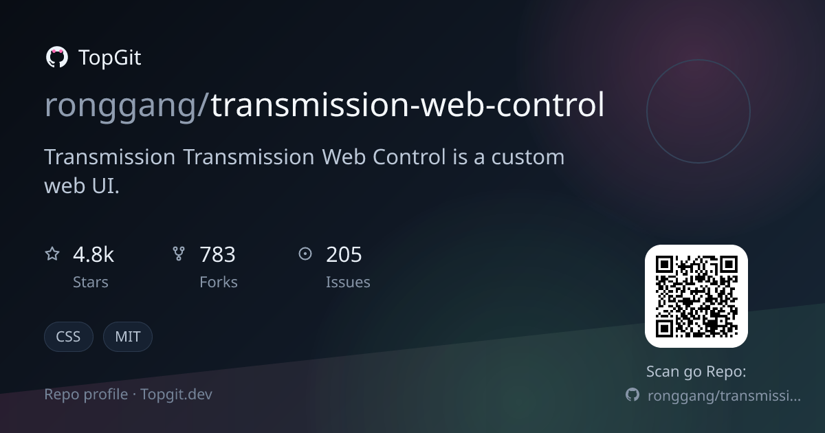TopGit repo profile image for ronggang/transmission-web-control