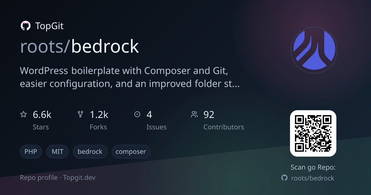 TopGit repo profile image for roots/bedrock