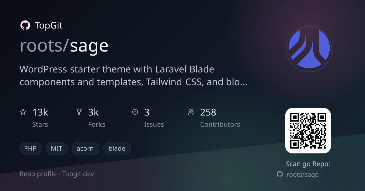 TopGit repo profile image for roots/sage