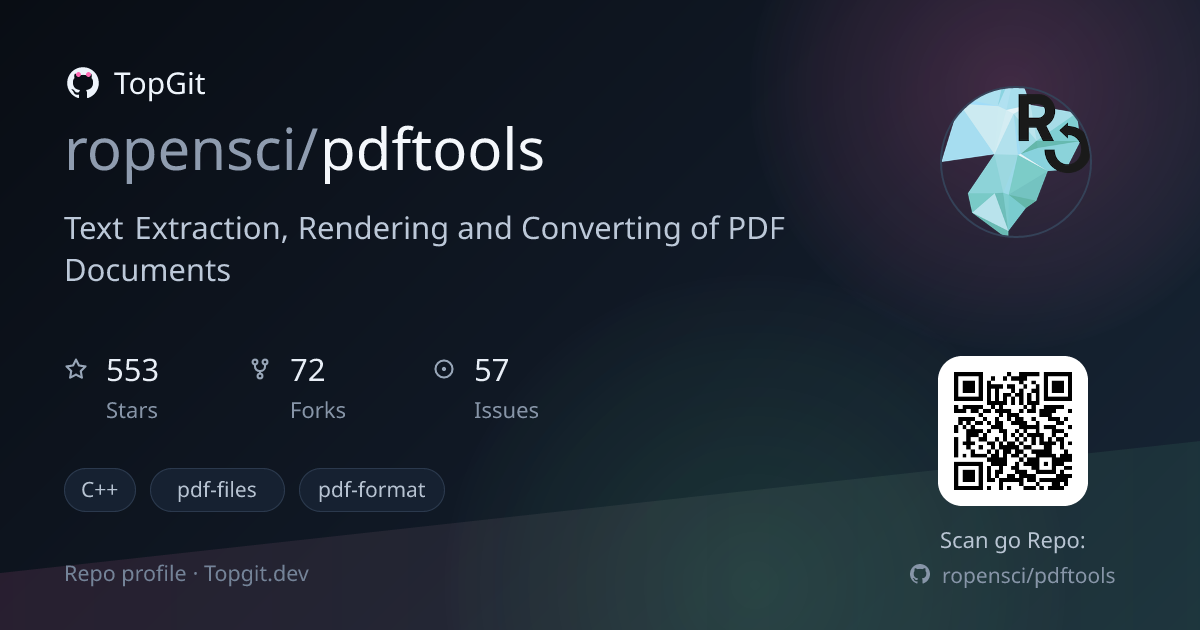 TopGit repo profile image for ropensci/pdftools