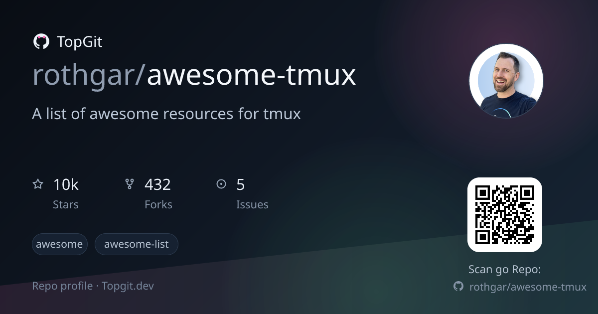 TopGit repo profile image for rothgar/awesome-tmux