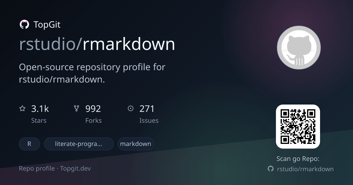 TopGit repo profile image for rstudio/rmarkdown
