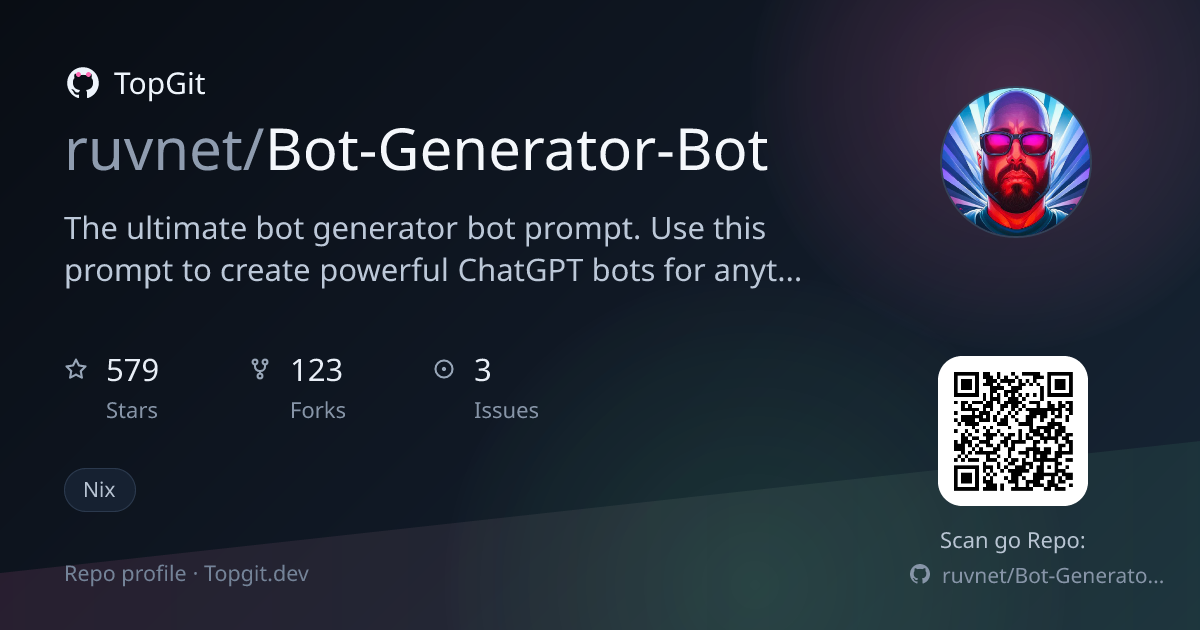 TopGit repo profile image for ruvnet/Bot-Generator-Bot