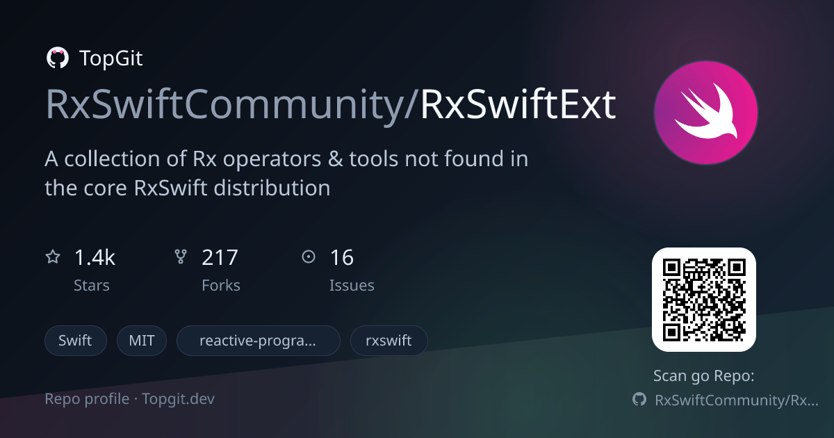 TopGit repo profile image for RxSwiftCommunity/RxSwiftExt