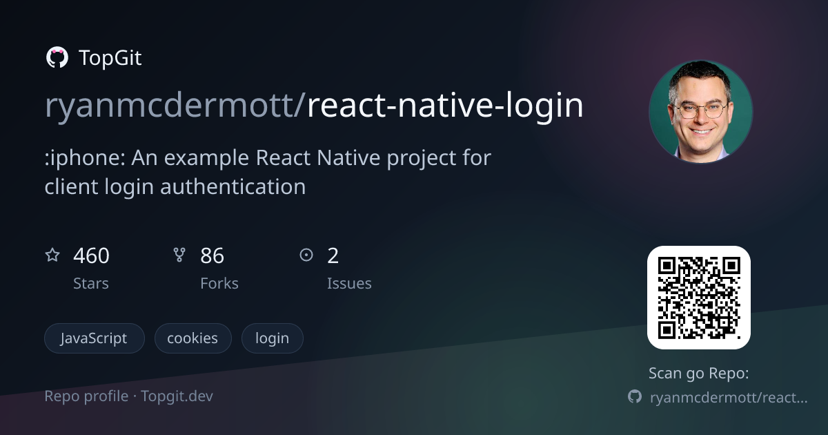 TopGit repo profile image for ryanmcdermott/react-native-login