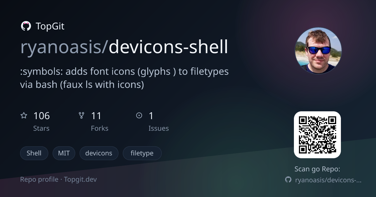 TopGit repo profile image for ryanoasis/devicons-shell