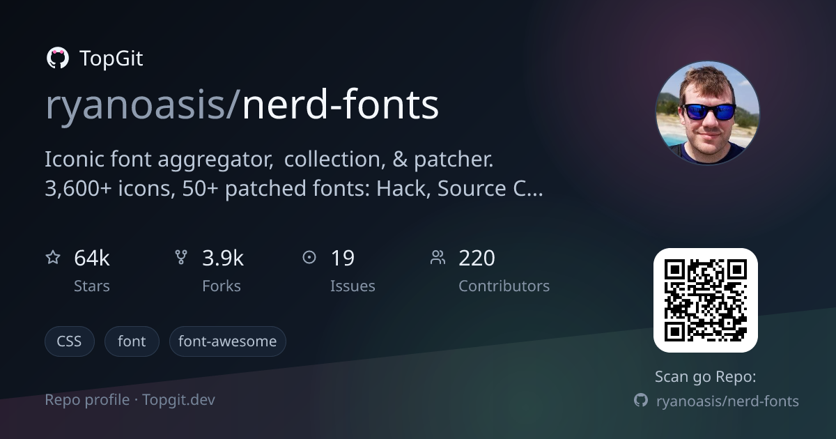 TopGit repo profile image for ryanoasis/nerd-fonts