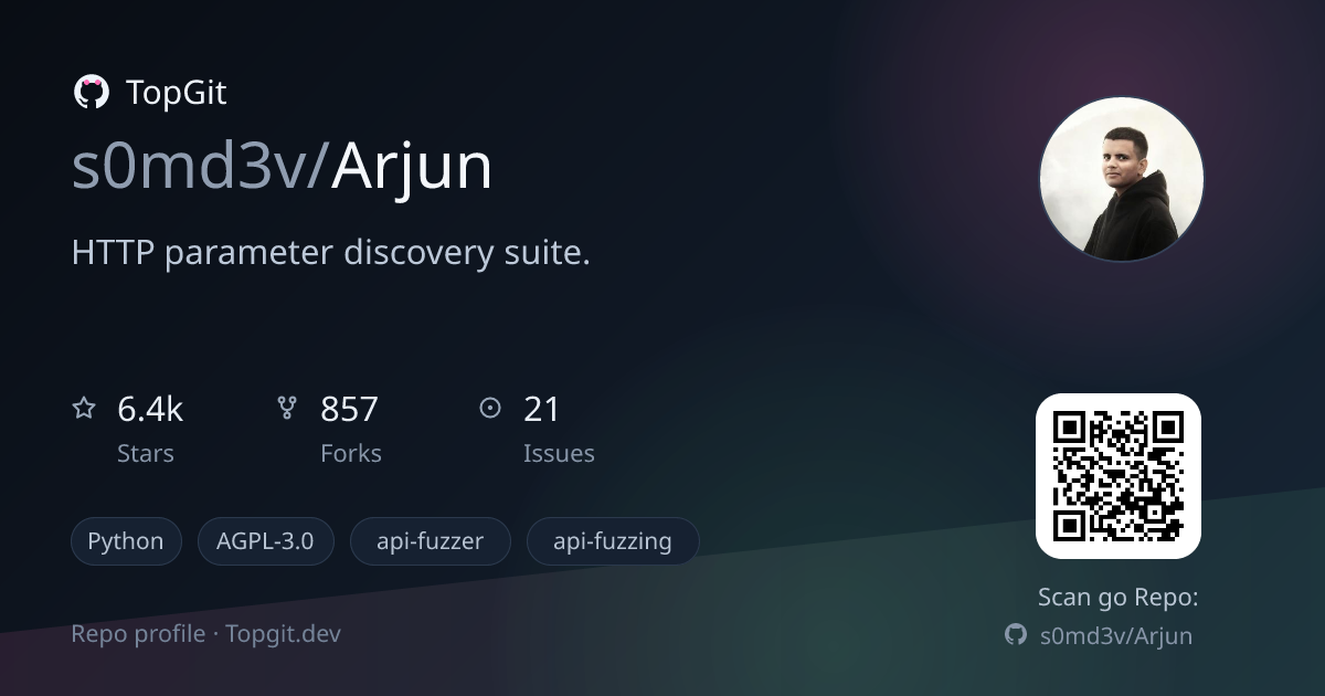 TopGit repo profile image for s0md3v/Arjun