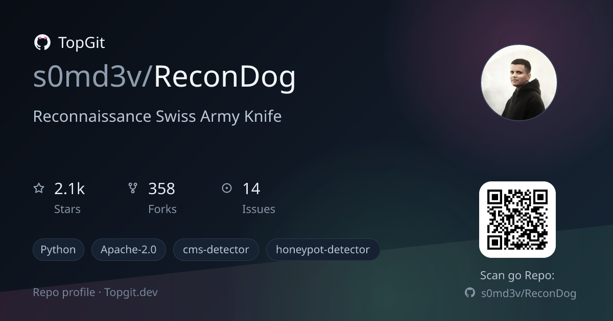 TopGit repo profile image for s0md3v/ReconDog